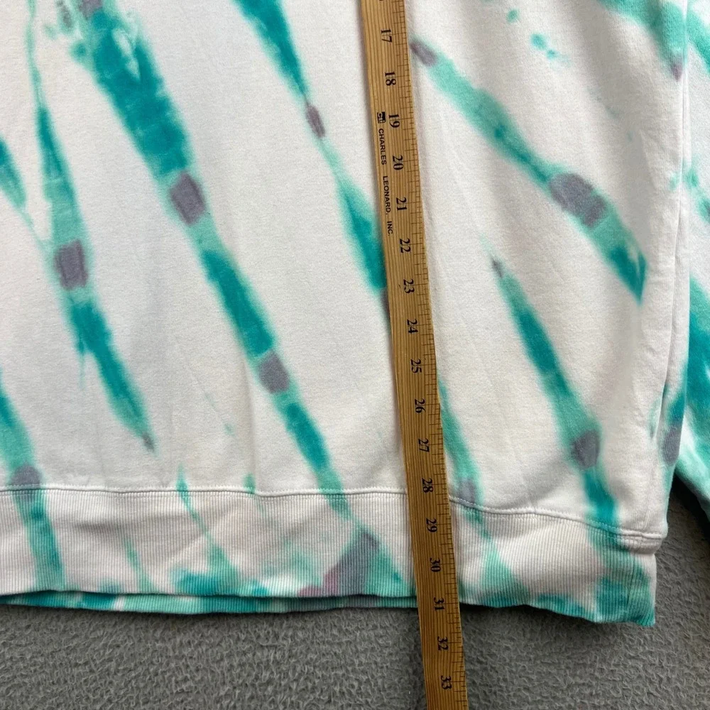 True Religion Mens 3XL Tie Dye Box Logo Crewneck Sweatshirt Teal White Pullover